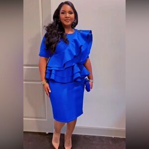 Elegant Blue Ruffle Dress